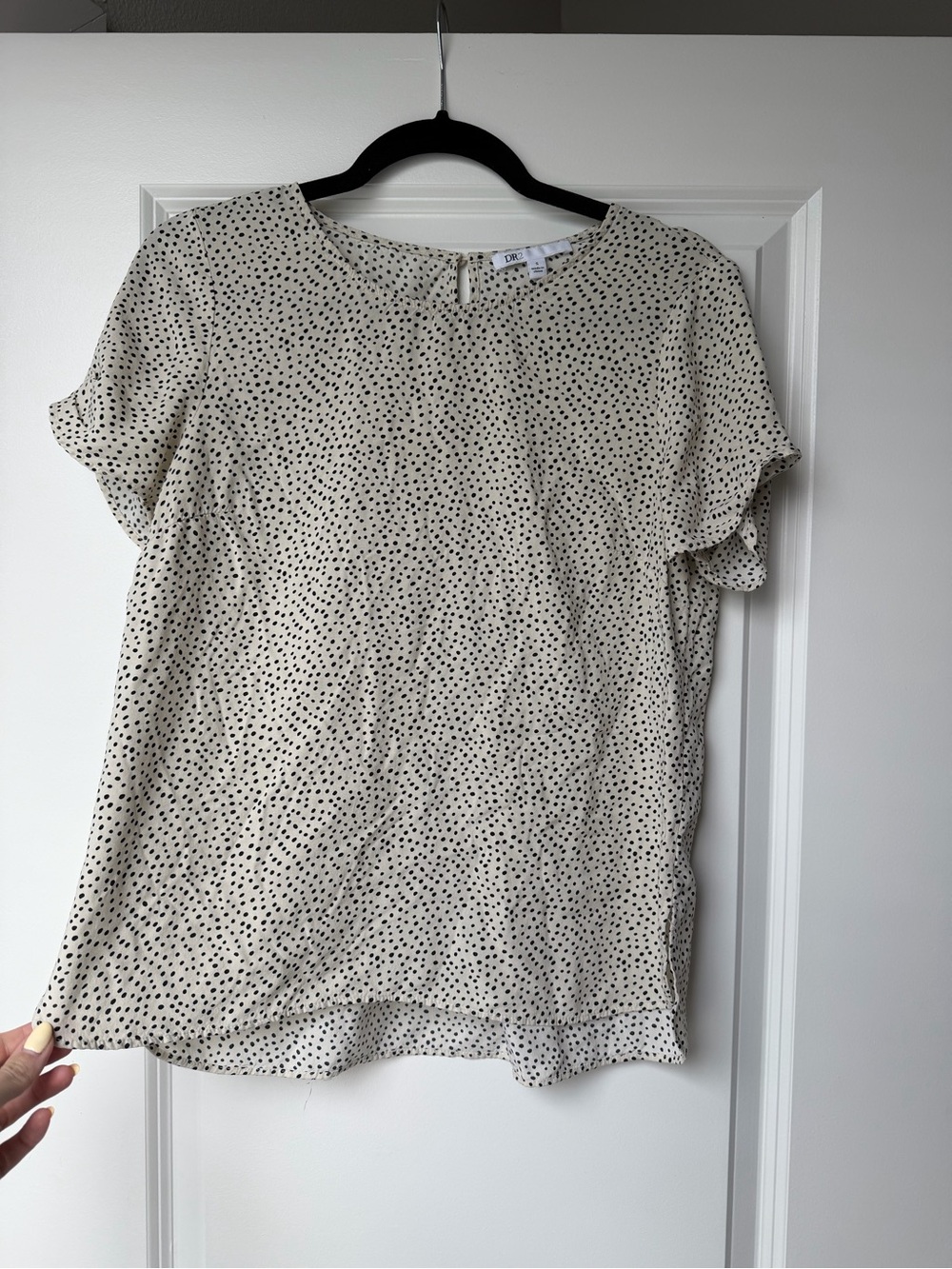 DR2 Cream Blouse with Black Dot Print